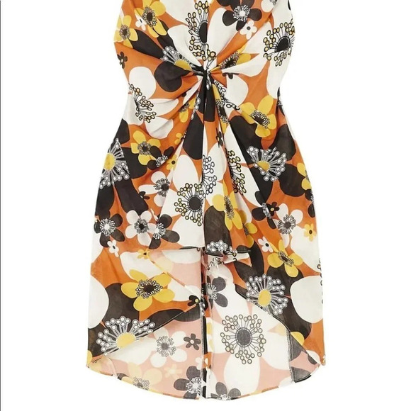 Dodo Bar Or Floral Halter Mini Dress - Black, White, Yellow - Picture 4 of 12
